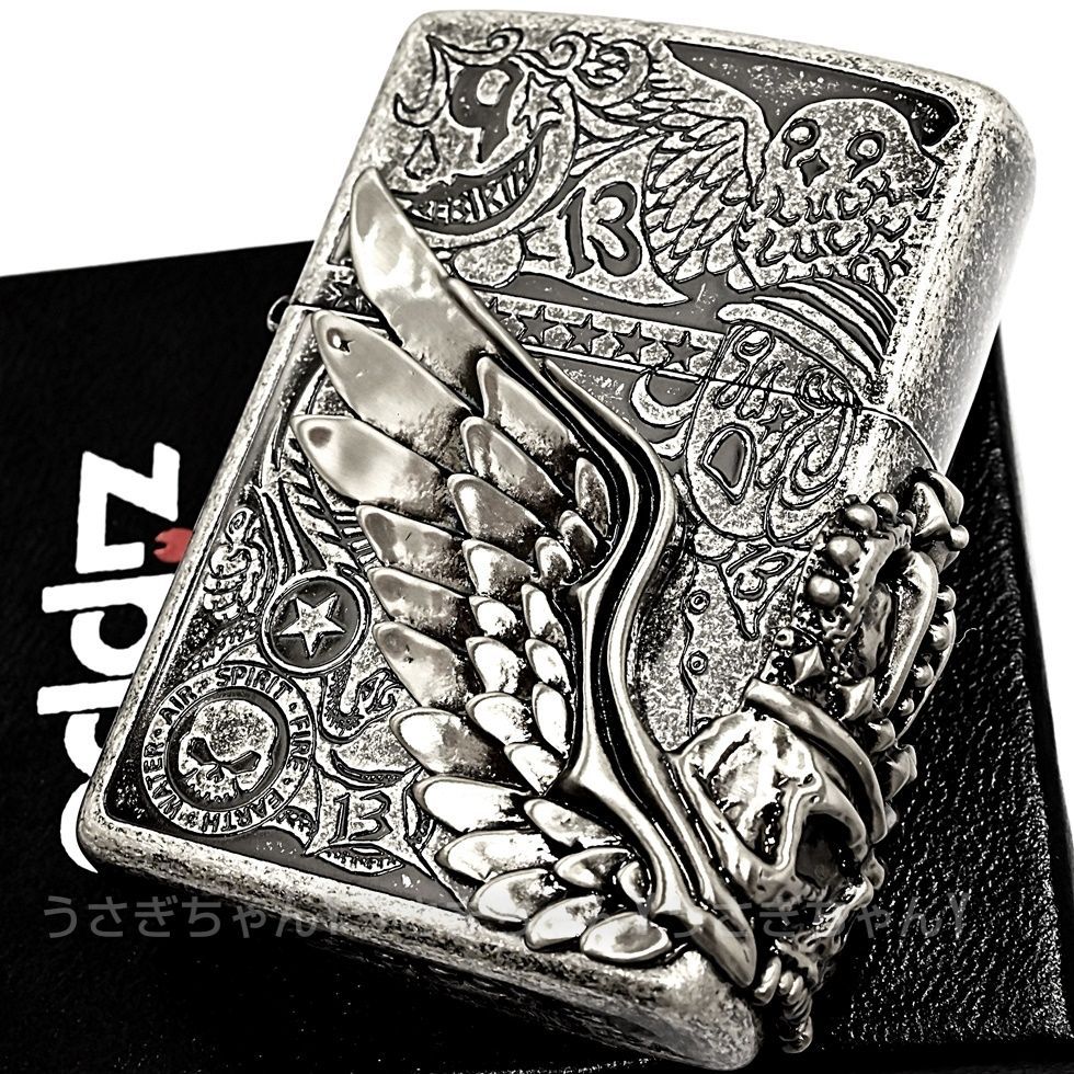 zippo☆フォーチュンヘッド☆アンティークシルバーバレル☆ジッポ