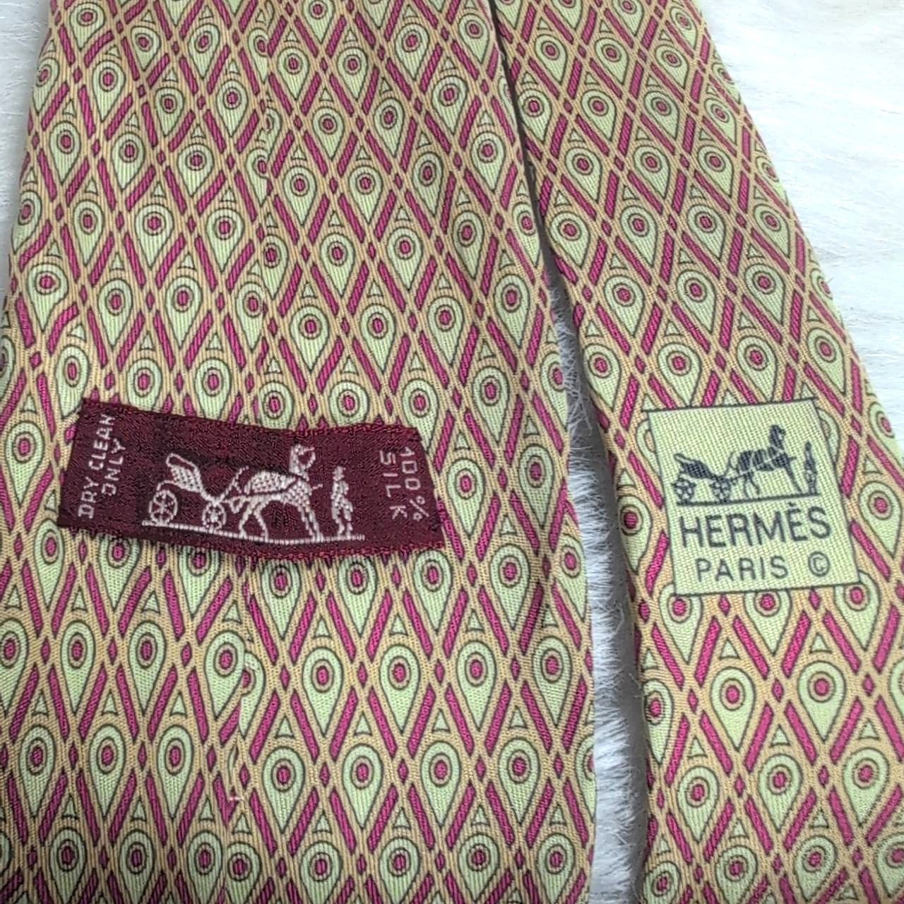 HERMES】 エルメス 総柄 ネクタイ シルク チェック 7976 EA クロス