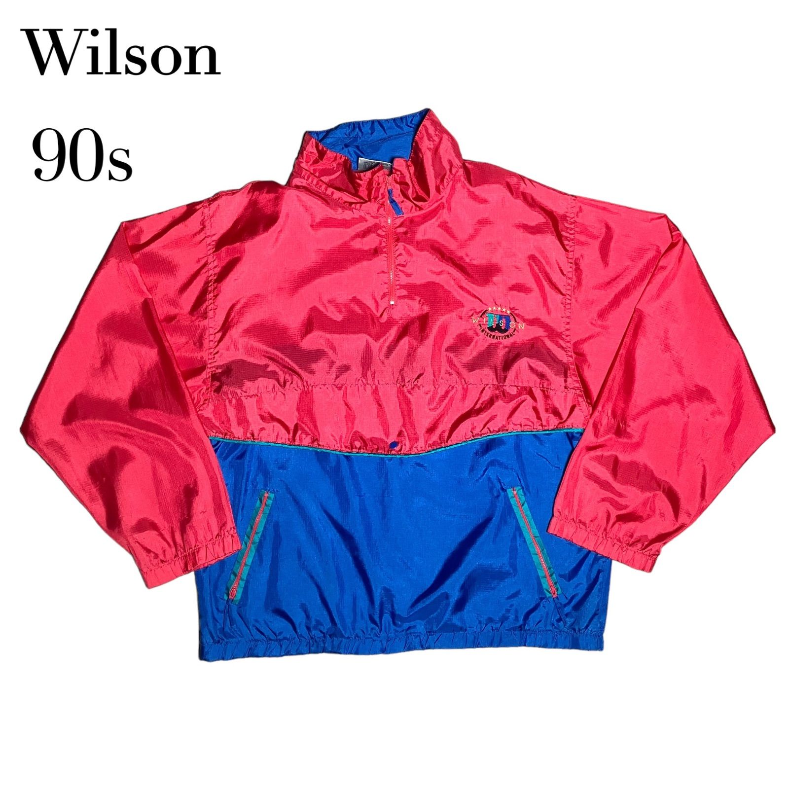 90s OLD Wilson ウィルソン ハーフジップ ナイロンプルオーバー ...