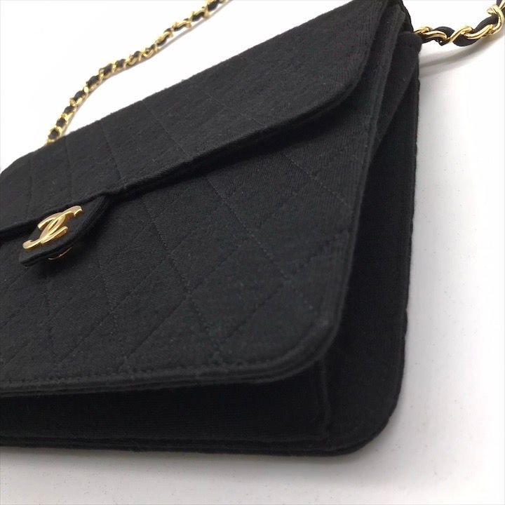 美品 CHANEL シャネル ココマーク コットンジャージ マトラッセ チェーン ショルダー バッグ ブラック m14060 美品 CHANEL シャネル ココマーク コットンジャージ マトラッセ
