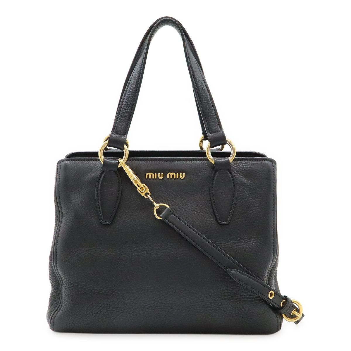 MIUMIU ミュウミュウ ヴィッテロ レザー ハンドバッグ 2wayブラック
