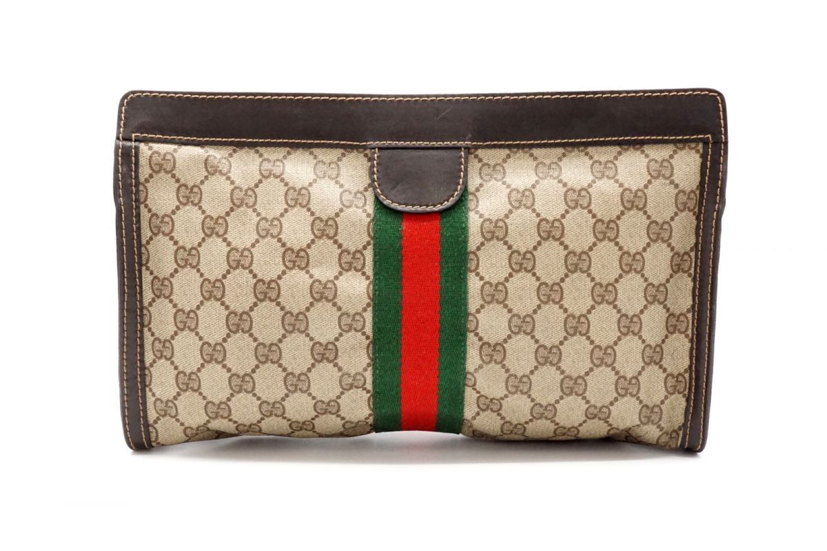 極 美品 綺麗 GUCCI オールド グッチ シェリーライン クラッチ バッグ