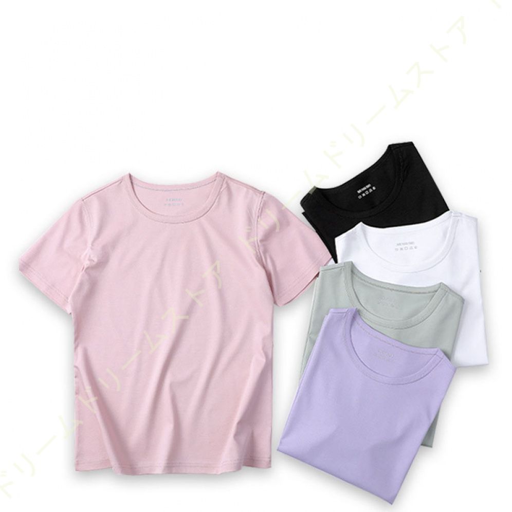 Tシャツ レディース 半袖 カジュアル Vネック Uネック ファッション 半袖Tシャツ おしゃれ 無地 重ね着 シンプル ホワイト 女性用 肌着 トップス ブラック  nee3u480180