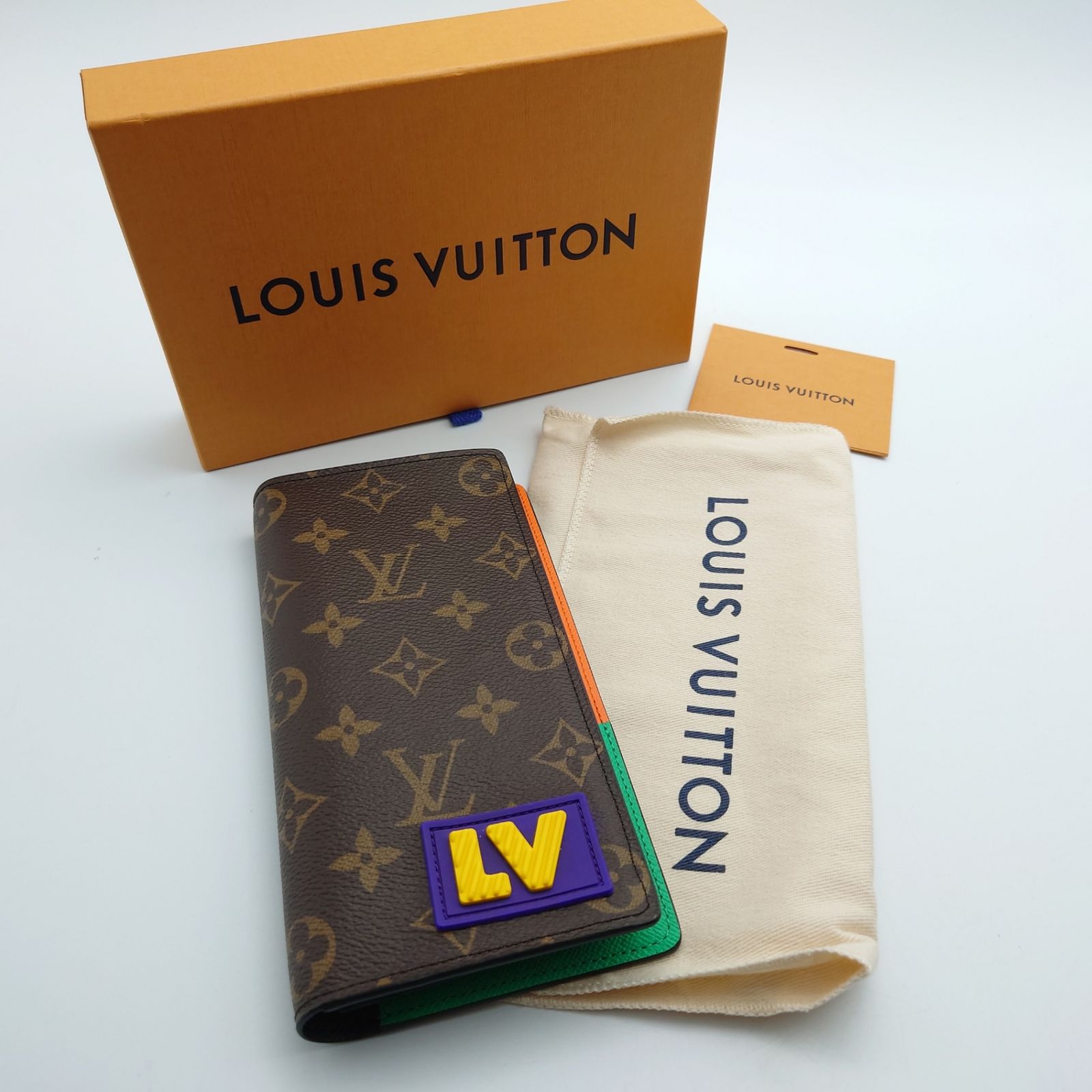 未使用】 ルイヴィトン Louis Vuitton ポルトフォイユ ブラザNM 財布 モノグラム ロゴデザイン おしゃれ ブラウン オレンジ イエロー  グリーン パープル カラフル レザー M80523 メンズ レディース 当店通常価格99800円 - メルカリ