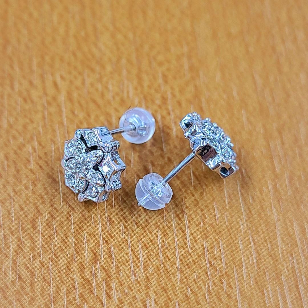 五芒星！計0.3ct ダイヤモンド K18WG ピアス 鑑別書付 - メルカリ