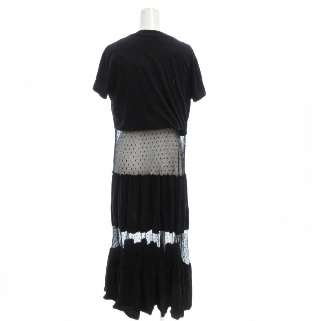 ◇【レッド ヴァレンティノ】レースワンピース ブラック 38 美品 RED VALENTINO レース切替ドレスワンピース 38