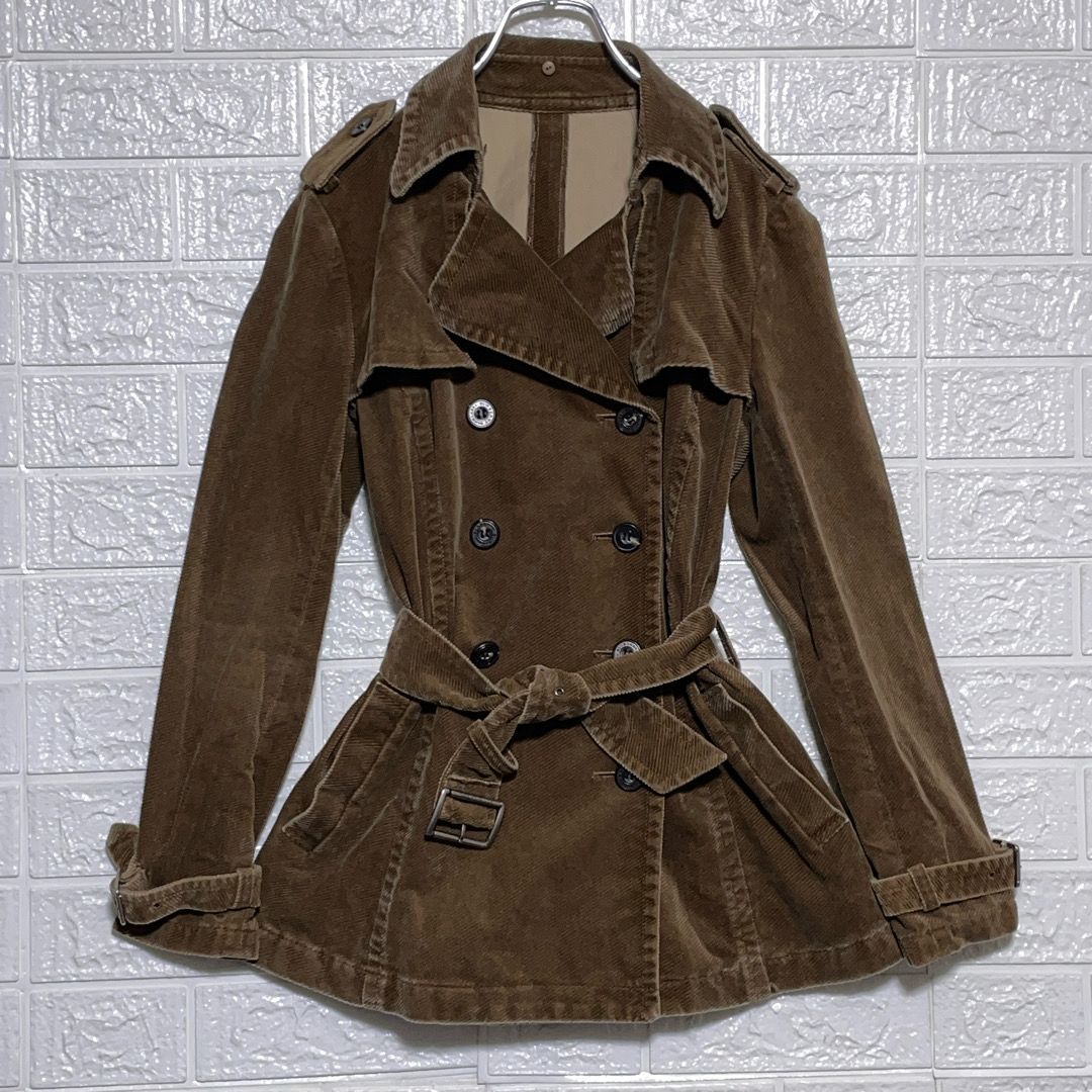 BURBERRY BLUE LABEL コーデュロイ　ロングコート バーバリーブルーレーベル トレンチコート ブラウン 太畝