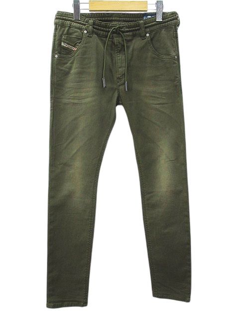 ディーゼル DIESEL Krailey R-Ne ロング丈 スキニーパンツ 25 緑系 ダークグリーン ウエストゴム ストレッチ