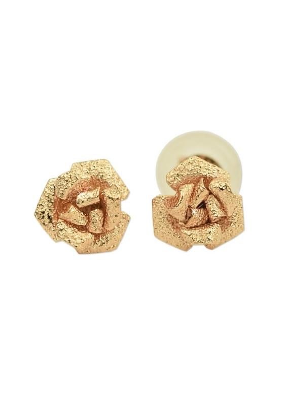 四葉のクローバー 10金 薔薇 スタッドピアス K10 10k ピンクゴールド バラ フラワー レディース 女性 ：Sa438 四葉のクローバー] 10金 薔薇 スタッドピアス K10 10k ピンクゴールド