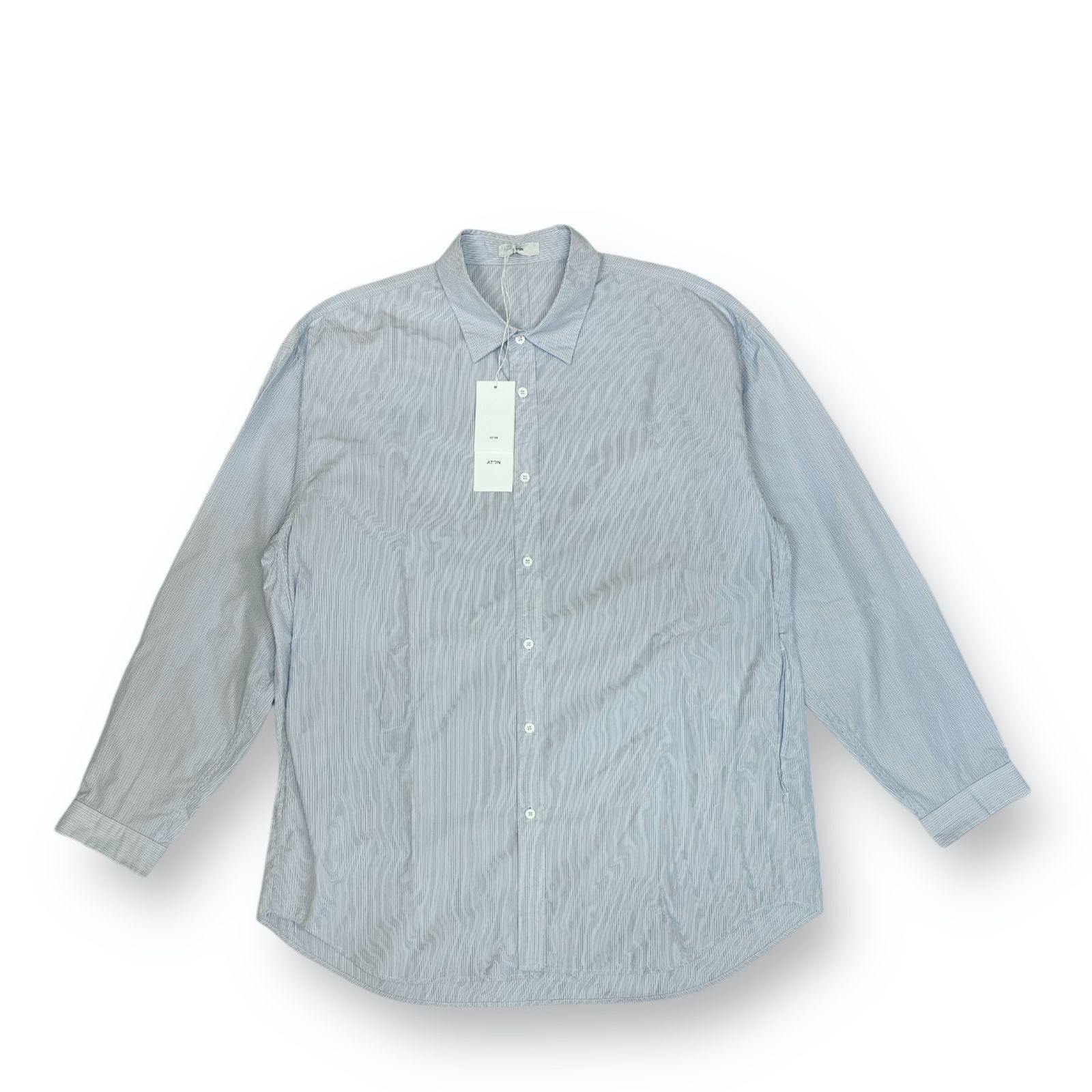 定価42900円 ATON SHRINK STRIPE OVERSIZED SHIRT シュリンク 