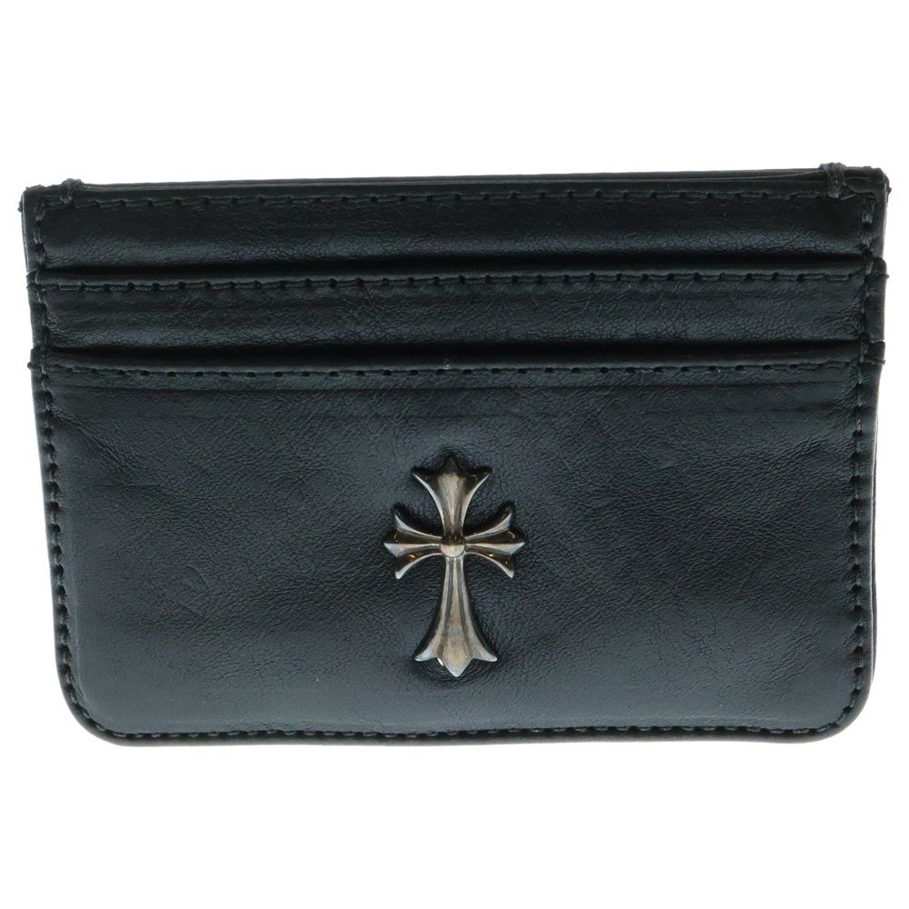 CHROME HEARTS クロムハーツ DOUBLE SIDE ダブルサイド CHクロス装飾 レザーカードケース ブラック
