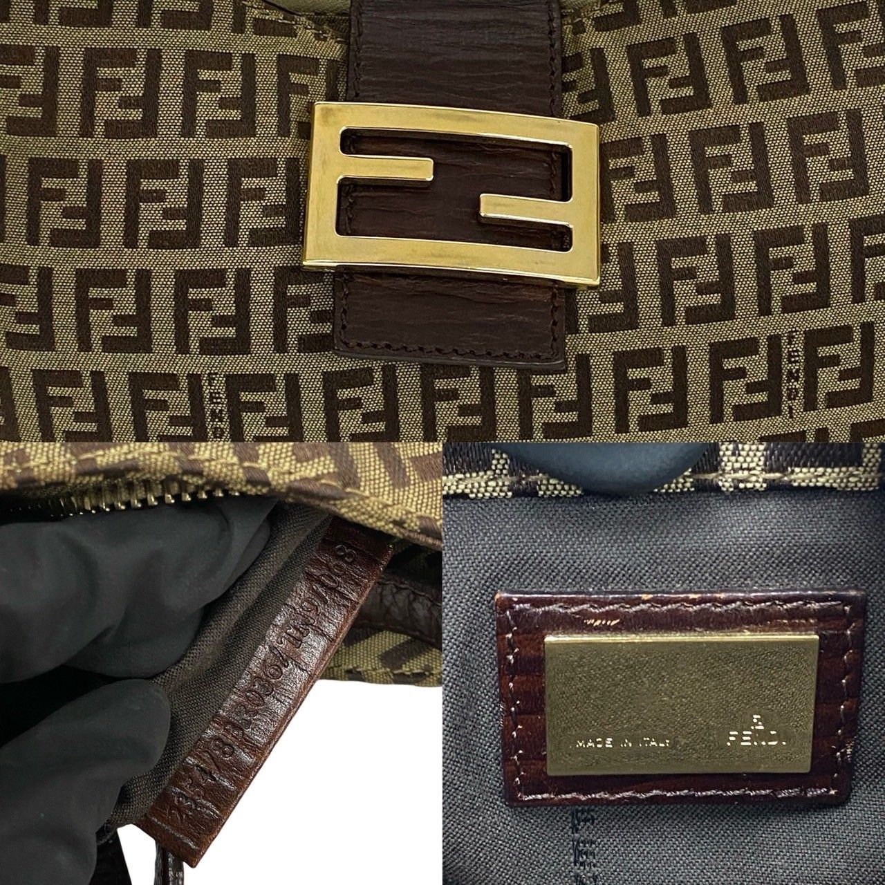 極 美品 FENDI フェンディ マンマバケット ズッキーノ FF 柄 レザー 本革 キャンバス セミ ショルダーバッグ ハンドバッグ 黒 茶  22703 - メルカリ