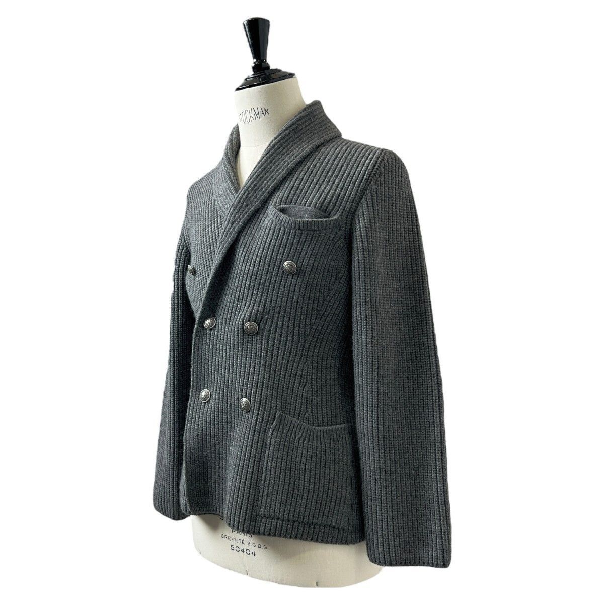 チロリアンジャケット　メタルボタン ヘリンボーン L-XL ノーカラー 美品 RJ by RING JACKET リングヂャケット 銀ボタン メタル