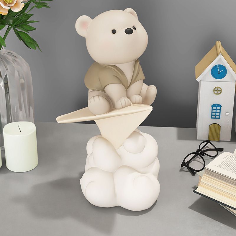 オブジェ オーナメント 置物 装飾品 人形 フィギュア くま クマ 熊 ベア 紙飛行機 北欧 おしゃれ お洒落 可愛い かわいい キュート 癒し 玄関 リビングルーム ダイニング 寝室 子供部屋 書斎 