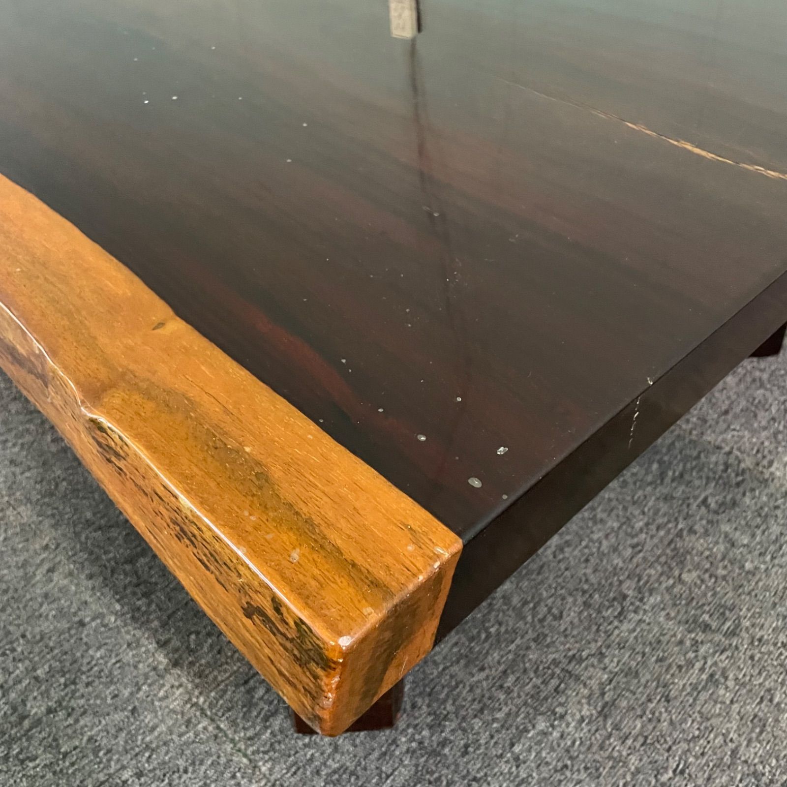 ✴︎花梨テーブル✴︎ちゃぶ台 ♭ 花梨 天然木 一枚板 無垢 座卓 座敷机 約70kg リビング