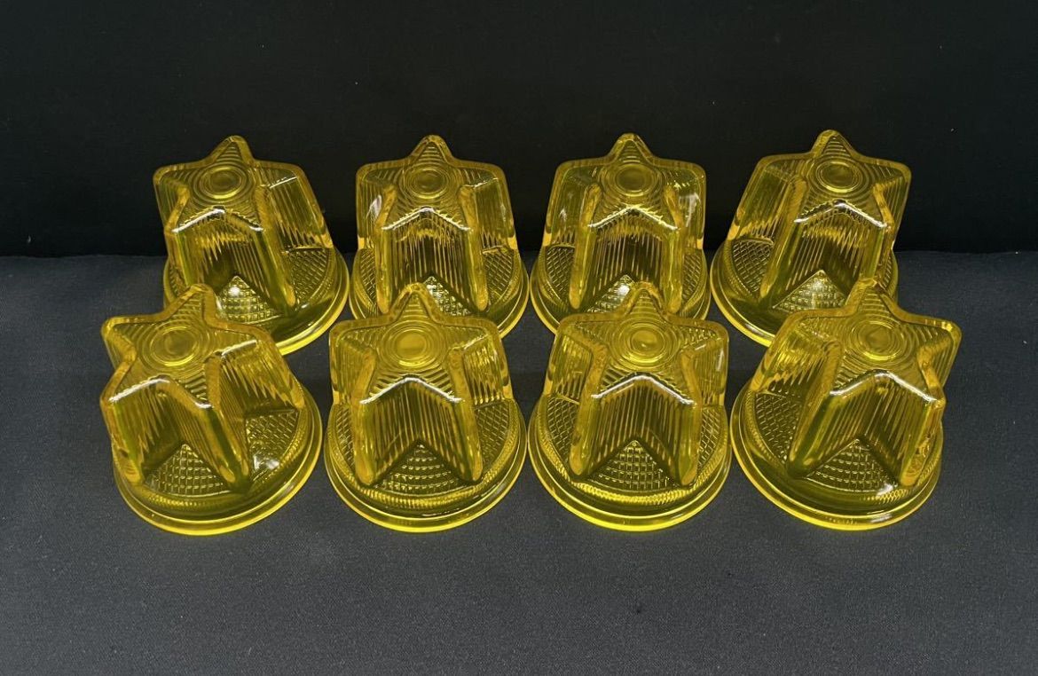 黄色マーカー レトロ ガラス 8個セット 黄色マーカー レトロ ガラス 8