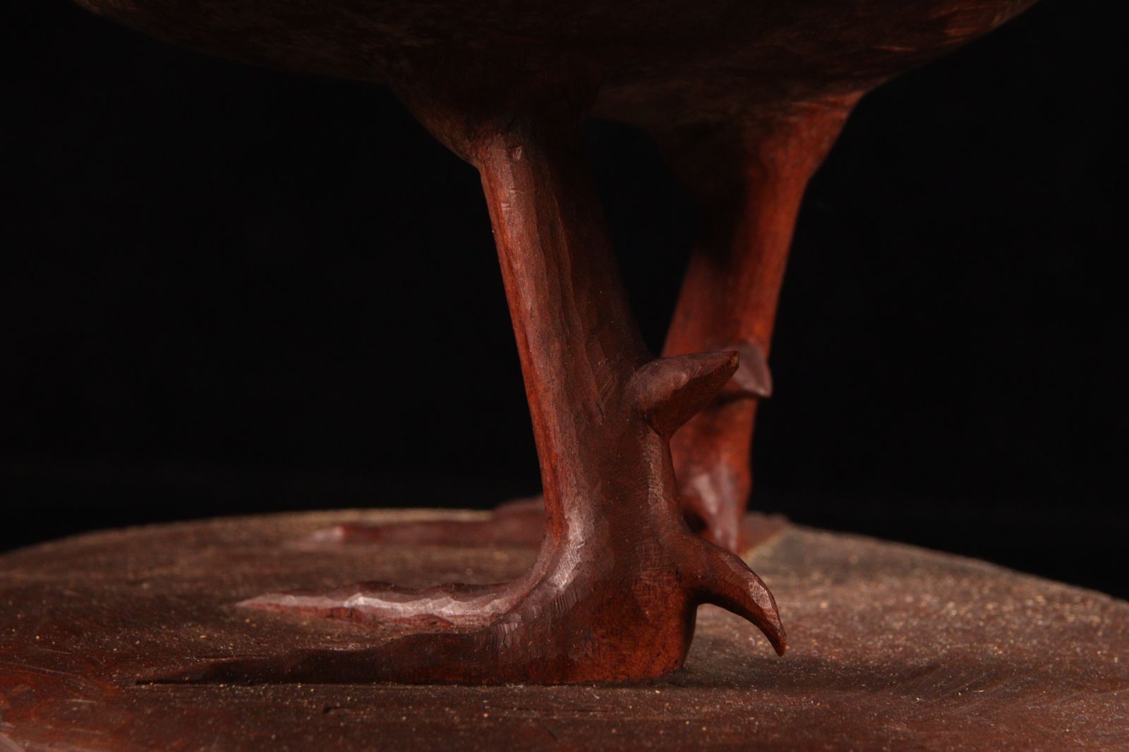 大正時代 院展彫刻家 杵谷精一 「雉子」木彫 置物 53.5cm 共箱