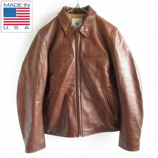 golden Bear 革ジャン　茶 美品 USA製 Golden Bear×テイラースティッチ XL MOTO レザー