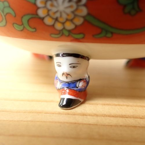 ヘレンド HEREND ゲデレ シノワズリ 西安の赤 脚付き 香合 金彩 2002