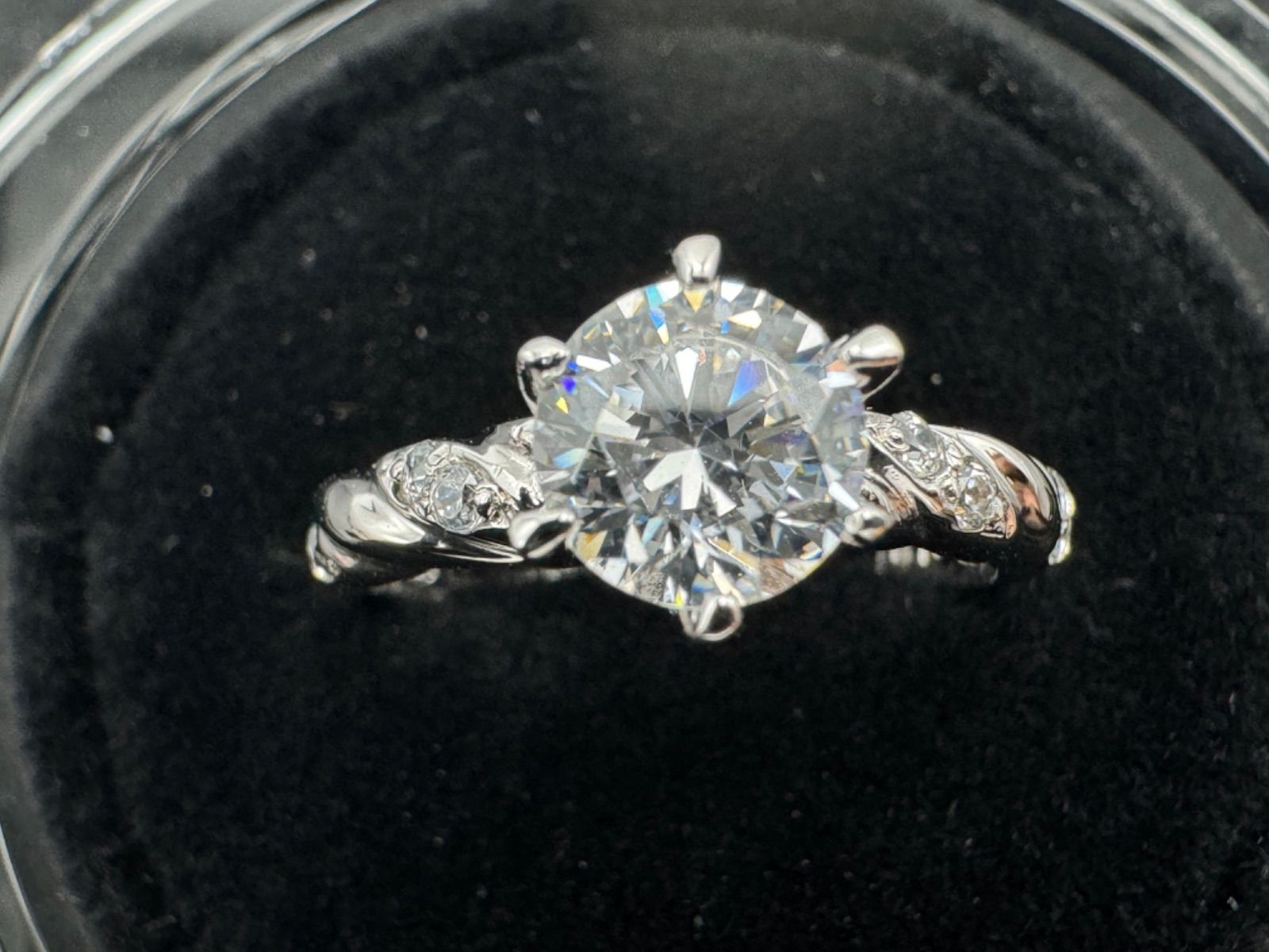 極美品】P/S 100 プラチナシルバー QZ 指輪 リング 1.5ct 13.5号