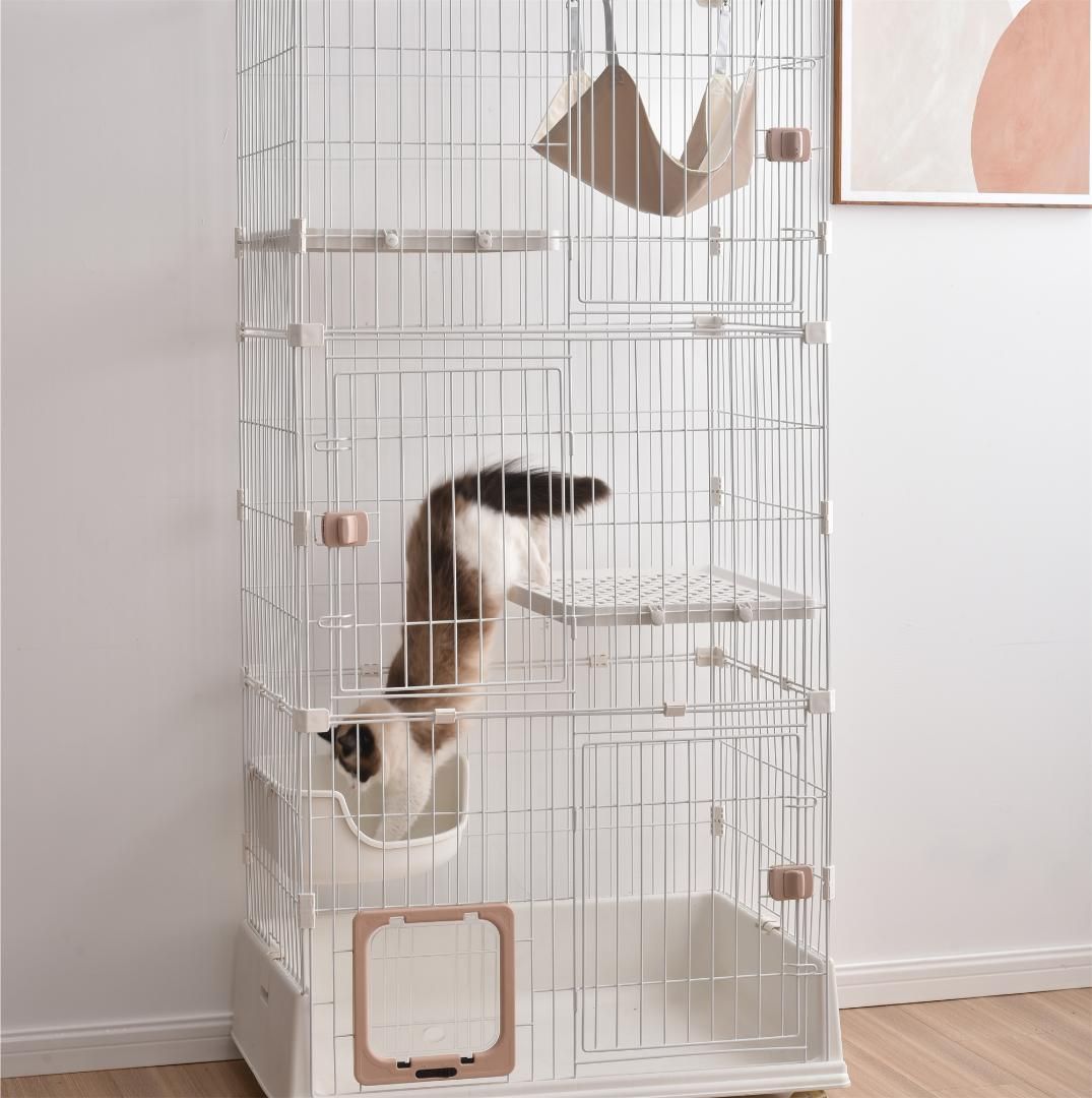 おしゃれ 猫 ケージ キャットケージ 3段 猫ゲージ 脱走防止 【ピンク】 おしゃれ 猫 ケージ キャットケージ 3段 猫ゲージ 脱走防止
