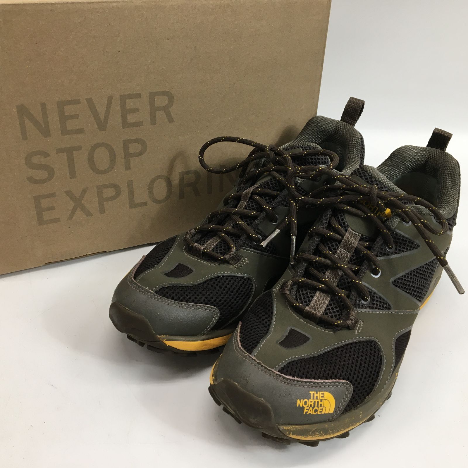 最終価格 THE NORTH FACE ザノースフェイス トレッキングシューズ HEDGEHOG GUIDE GTX 26cm コーヒーブラウン×イエロー NF01331 24f菊DO