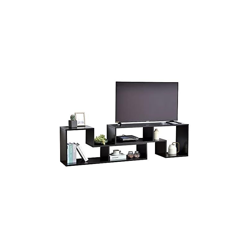 Vanlent テレビ台 ローボード 伸縮幅1050～2100mm コーナー 角度調整 32～62V型対応 簡単組立 (ブラック) 1