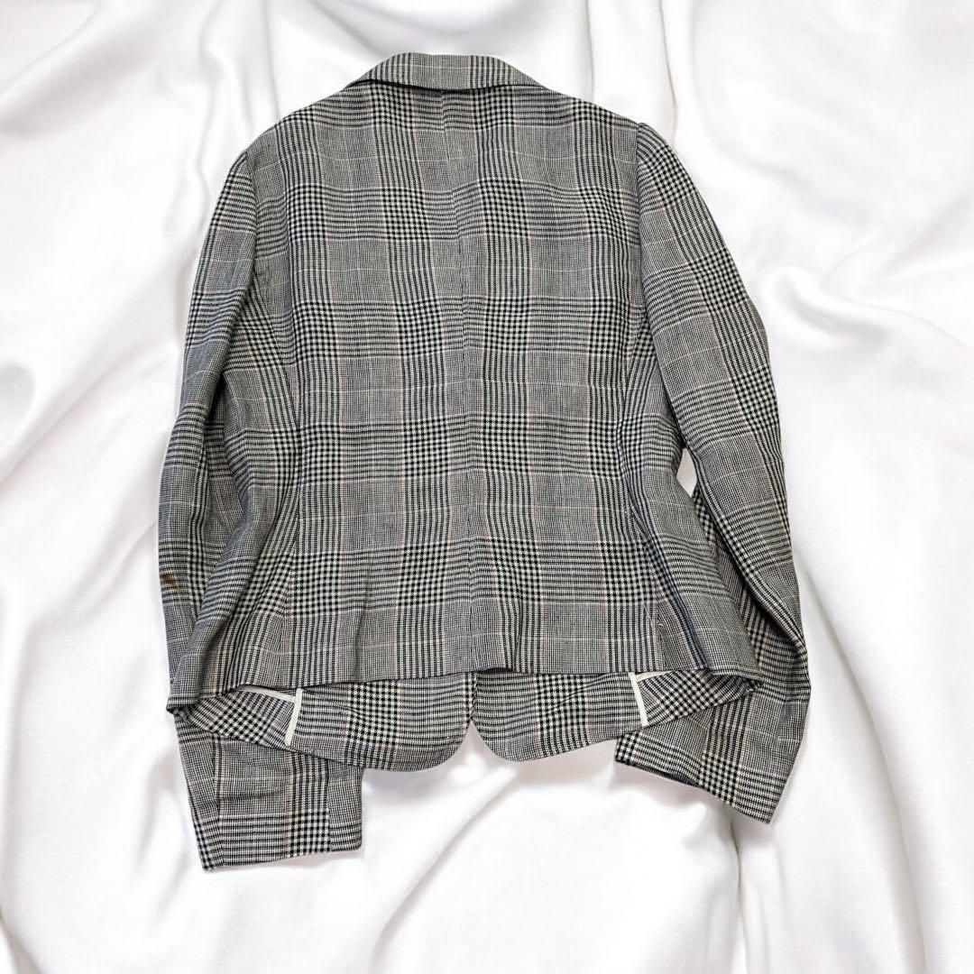 ジョルジオ アルマーニ リネン グレンチェック テーラードジャケット