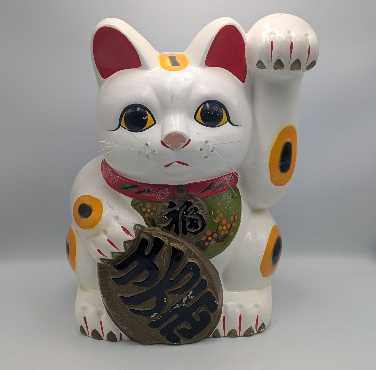 特大招き猫 左手 約48cm 昭和レトロ　商売繁盛　縁起物 特大招き猫 左手 約48cm 昭和レトロ 商売繁盛 縁起物 Yahoo