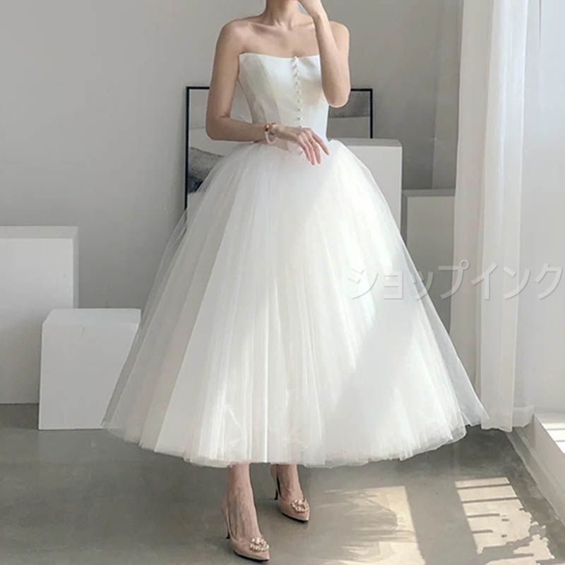 送料無料ウェディングドレス スレンダードレス 白 二次会 花嫁  