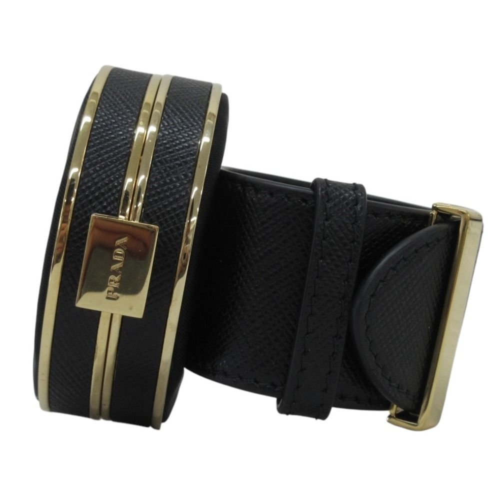 良品 20AW PRADA プラダ サフィアーノ バニティ ブレスレット ブラック