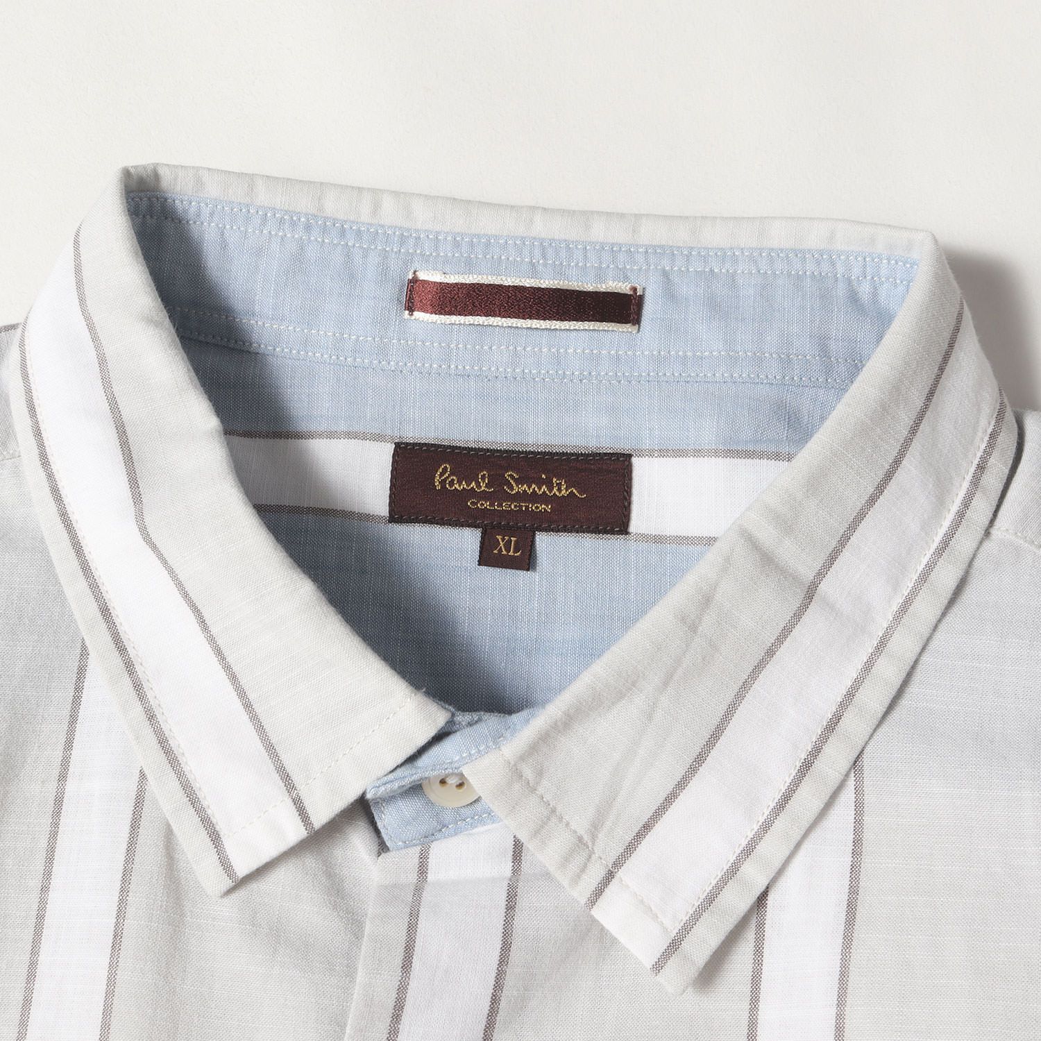 Paul Smith Mサイズ 長袖シャツ グレー/ストライプ 美品】Paul Smith ポールスミス シャツ グレー ホワイト サイズ