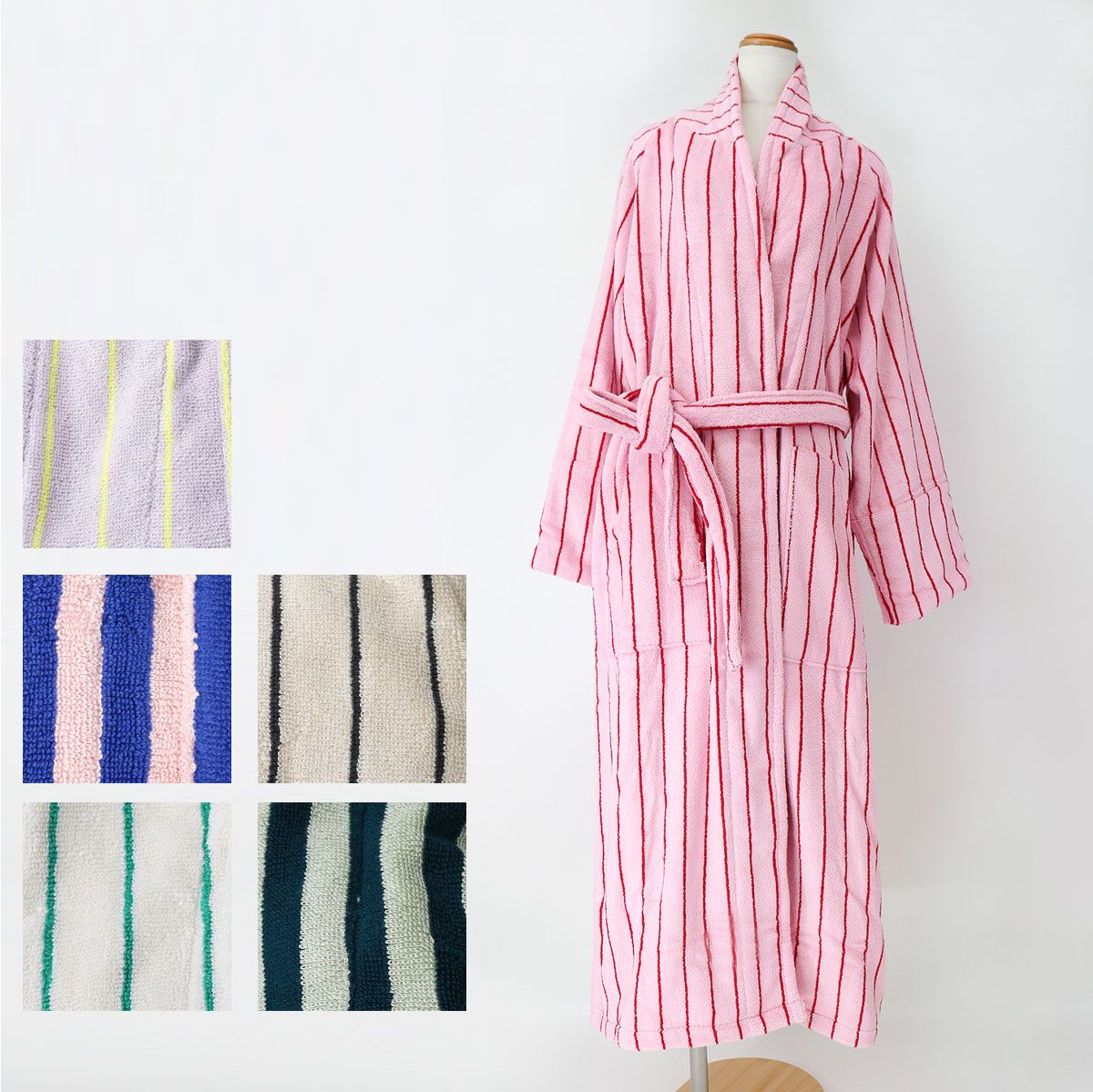 BONGUSTA ボングスタ バスローブ NARAM BATHROBE ストライプ ナラム レディース オーガニックコットン ロゴ パイル地 タオル地 ナイトウェア ルームウェア パジャマ 寝巻 ロゴ ブランド