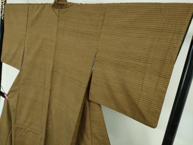 平和屋本店■極上　国指定重要無形文化財　本場久米島紬　手織　格子　反端付き　逸品　DZAA4158kh5 平和屋本店□極上 国指定重要無形文化財 本場久米島紬 手織 格子 反端