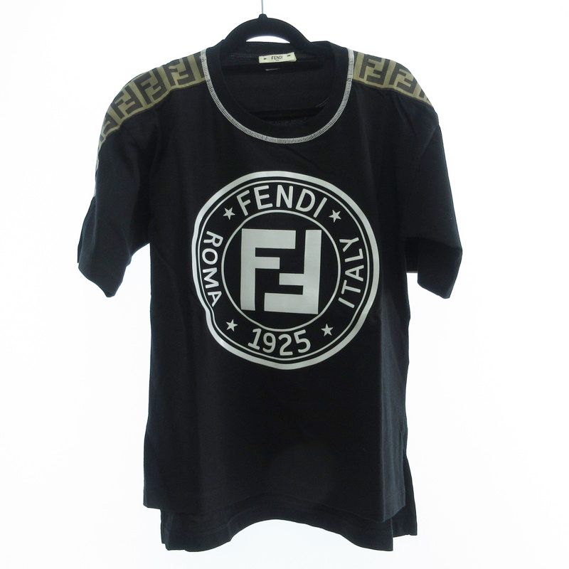 姫路東店 FENDI フェンディ 半袖Ｔシャツ FFモチーフスタンプロゴ FAF073 A6J6 ブラック サイズ 36 135