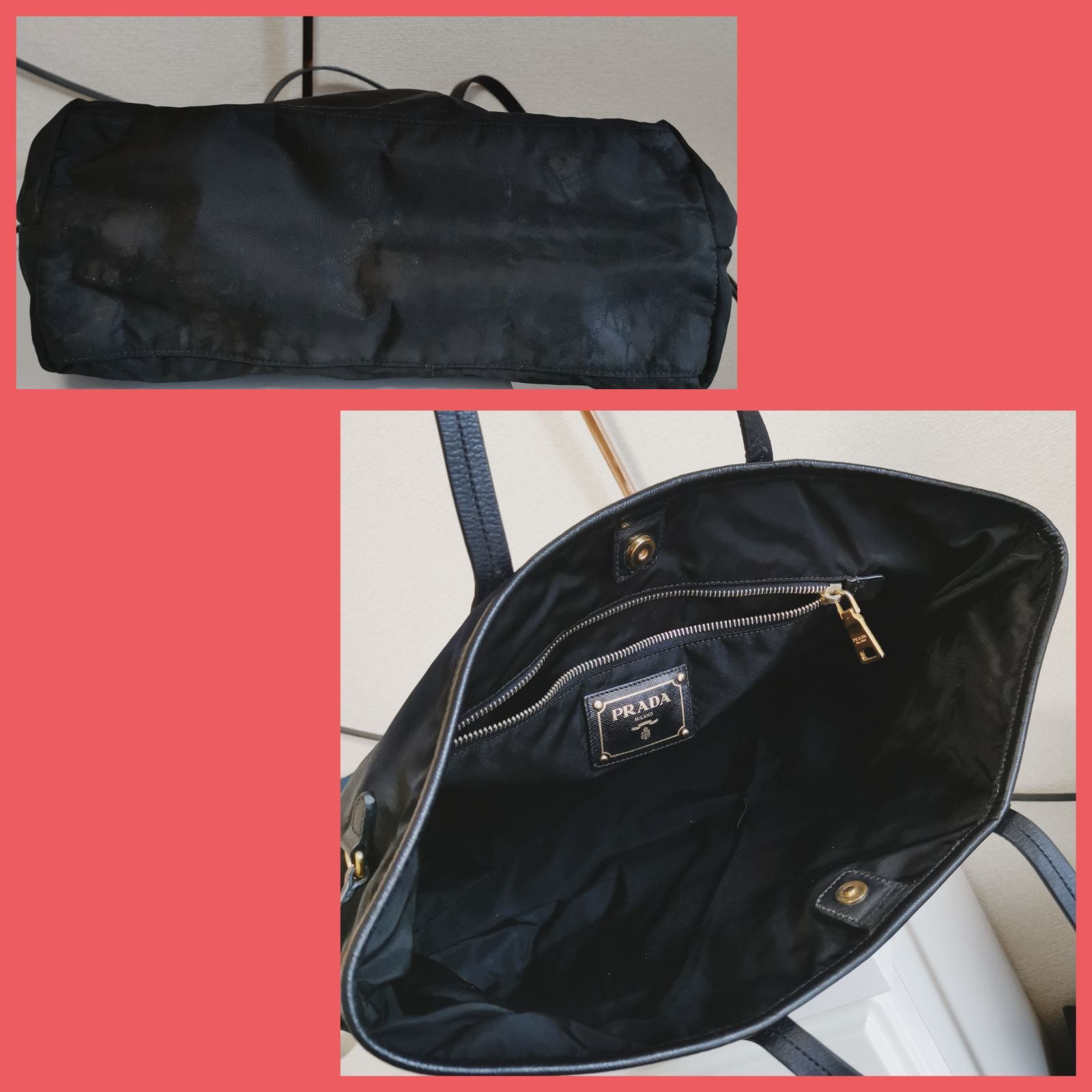 【良品】プラダPRADA 肩掛けトートバッグ黒 鑑定済！ プラダ PRADA バッグ 2WAY ハンドバッグ トートバッグ 手提げ