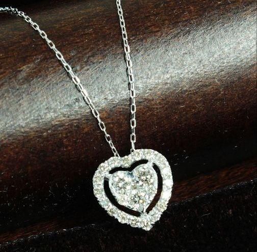 ◇ダブルハート♥ K18WGダイヤモンドペンダント◇ 楽天市場