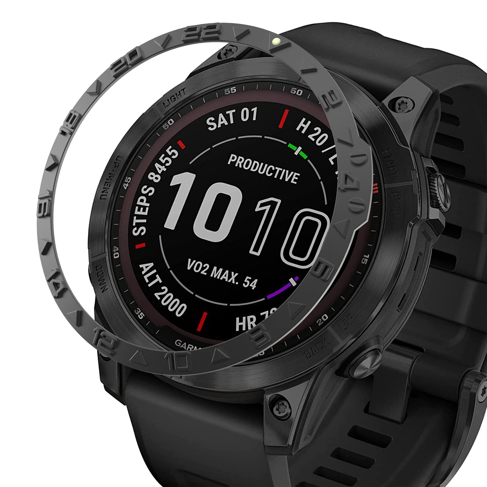BAIHUIAM ベゼルリング Garmin Fenix 7Xに対応 ステンレススチールベゼルリング 粘着カバー 傷防止 衝突プロテクター Garmin Fenix 7X サファイアソーラー用 (ブラック-7/7Sには [ブラック-04] [Fenix 7X]
