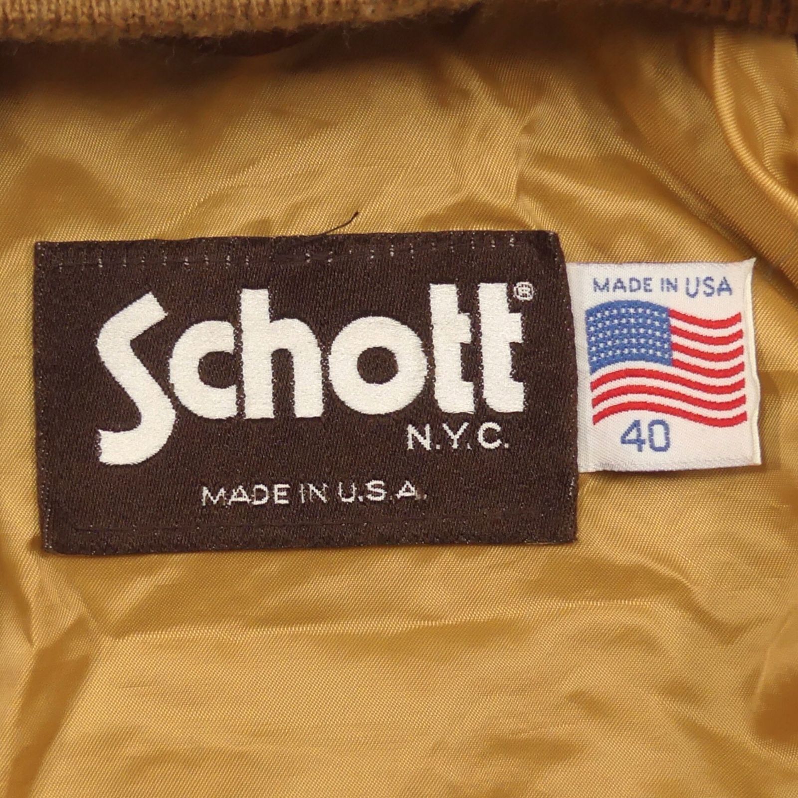 アメリカ製 Schott ショット MA-1 レザーフライトジャケット 40 茶 