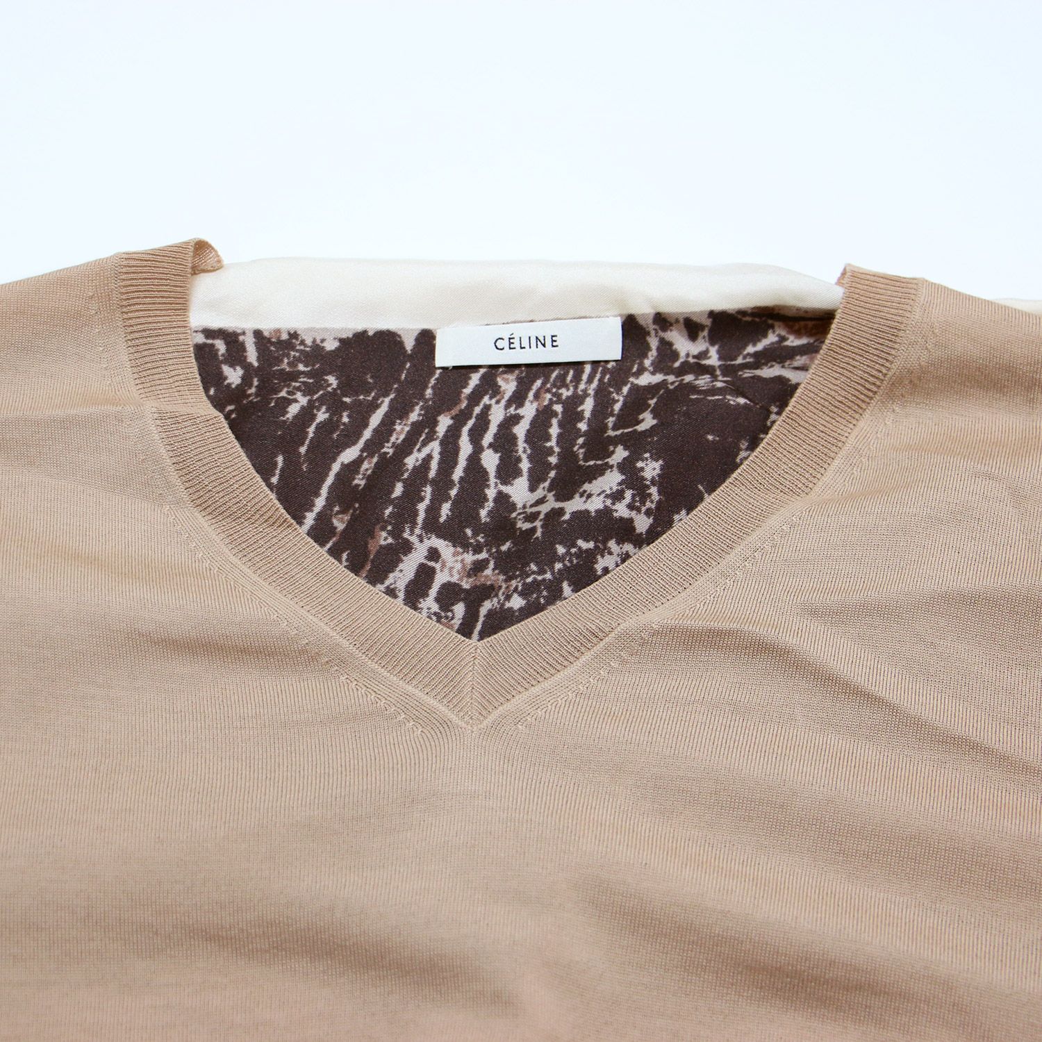 CÉLINE ベージュ Vネック セーター