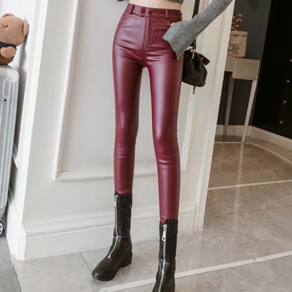 ☆ ワインレッド ☆ XL ☆ レザー風パンツ pk960034 レザーパンツ