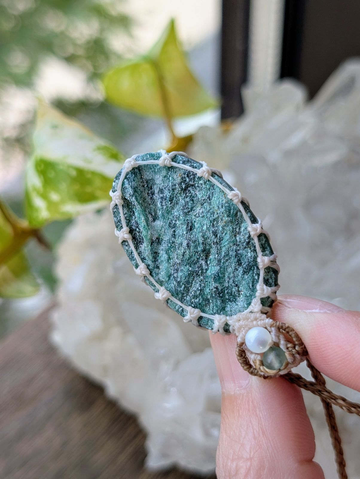 お買い得品 ☆グリーンアベンチュリンDruzy・アベンチュリン☆マクラメ