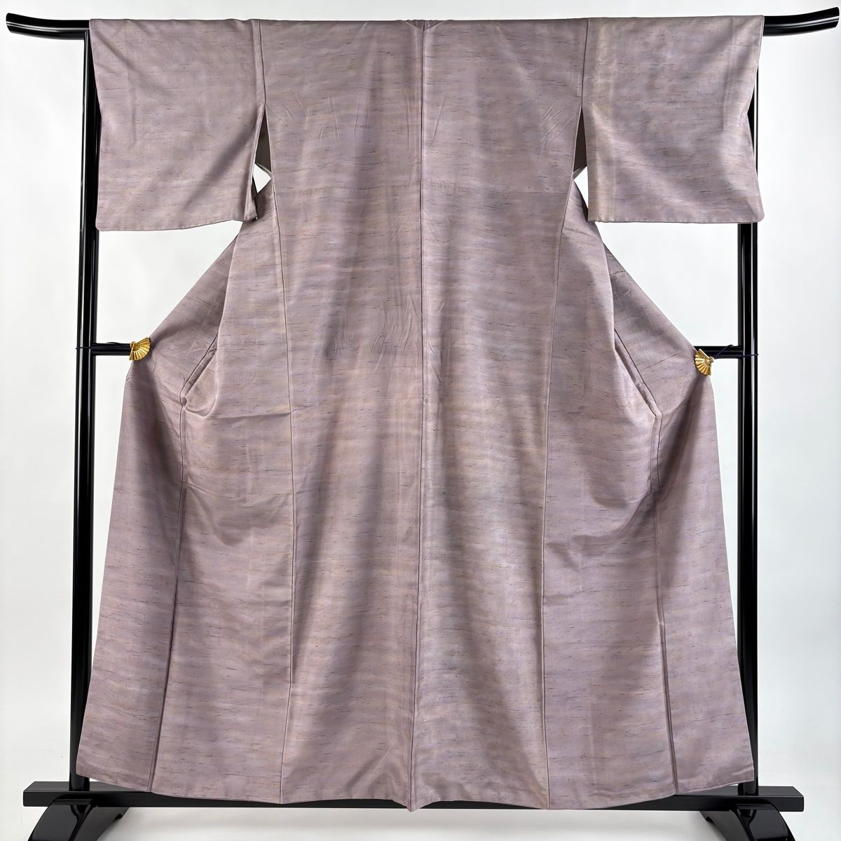 小紋 身丈158cm 裄丈66cm M 袷 紬地 霞ぼかし 灰紫 正絹