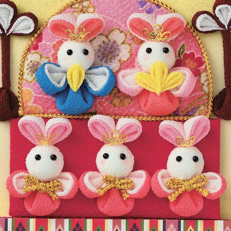 つまみ細工 つるし雛 つるし飾り 　うさぎのお雛様 BOX付き❗️ つまみ細工 つるし雛 つるし飾り うさぎのお雛様 BOX付き❗️ 雛人形