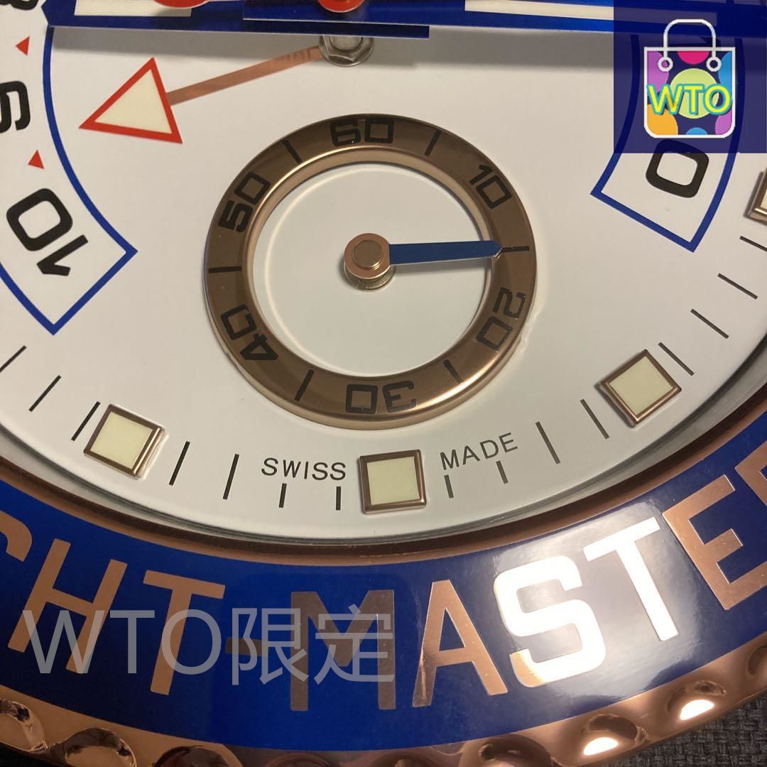 海外販促用ROLEX 掛け時計 ヨットマスター  シルバー/ブルーベゼル-WTO