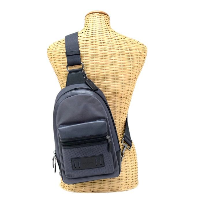 【Aランク】 コーチ COACH パフォレイテッド レザー ミックスド マテリアル テレイン ボディバッグ スムースレザー / ナイロン F56877 ショルダーバッグ ネイビー 正規品 美品 中古 mbl23003 コーチ COACH パフォレイテッド レザー ミックスド マテリアル