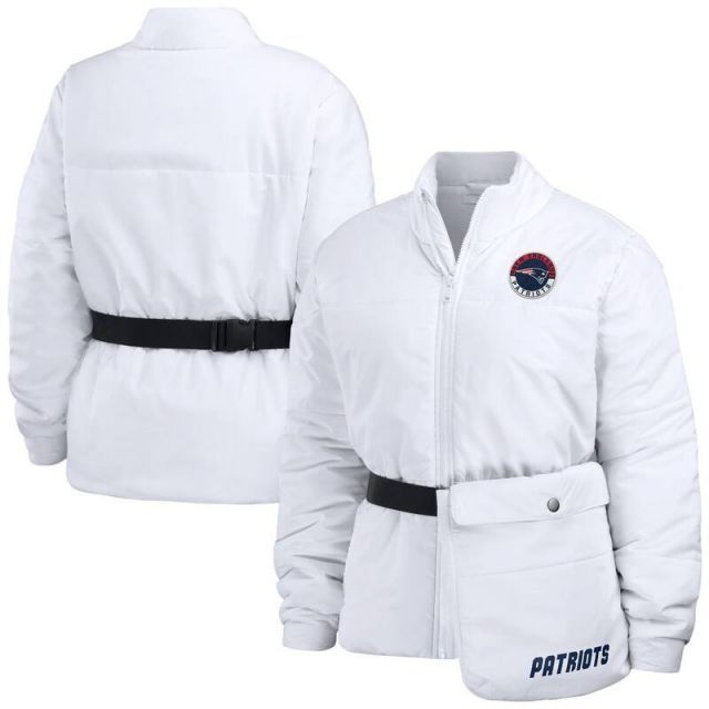 【送料無料】 ウェア バイ エリン アンドルーズ レディース ジャケット・ブルゾン アウター Women's WEAR by Erin Andrews White New England Patriots Packaway Full-Zip Puffer Ja