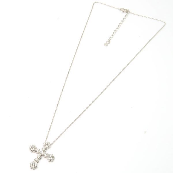 STAR JEWELRY ダイヤモンド クロス ネックレス K18 WG 0.48ct 十字架デザイン 美品 スタージュエリー ◆送料込◆質屋-8274