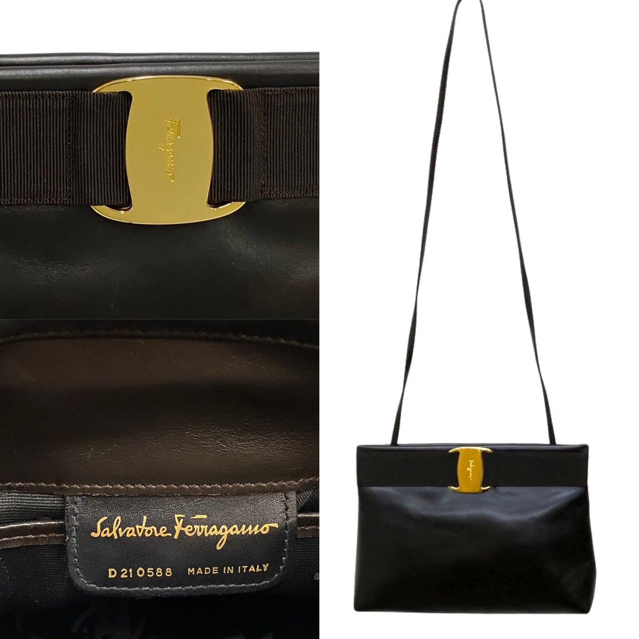 極 美品 Salvatore Ferragamo フェラガモ ロゴ ヴァラリボン 金具