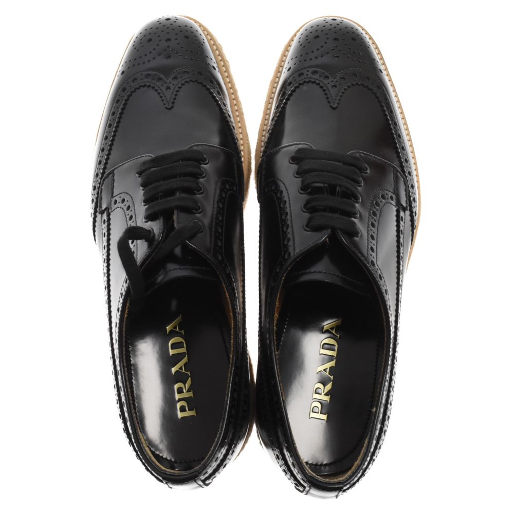 PRADA ブラック レザー モカシン 厚底